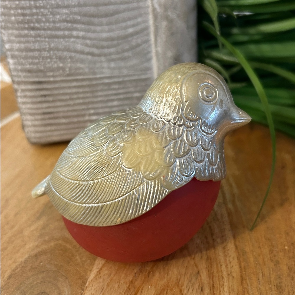 Avon bird Cologne holder empty vintage glass bird silvertone and red glass - Picture 7 of 16